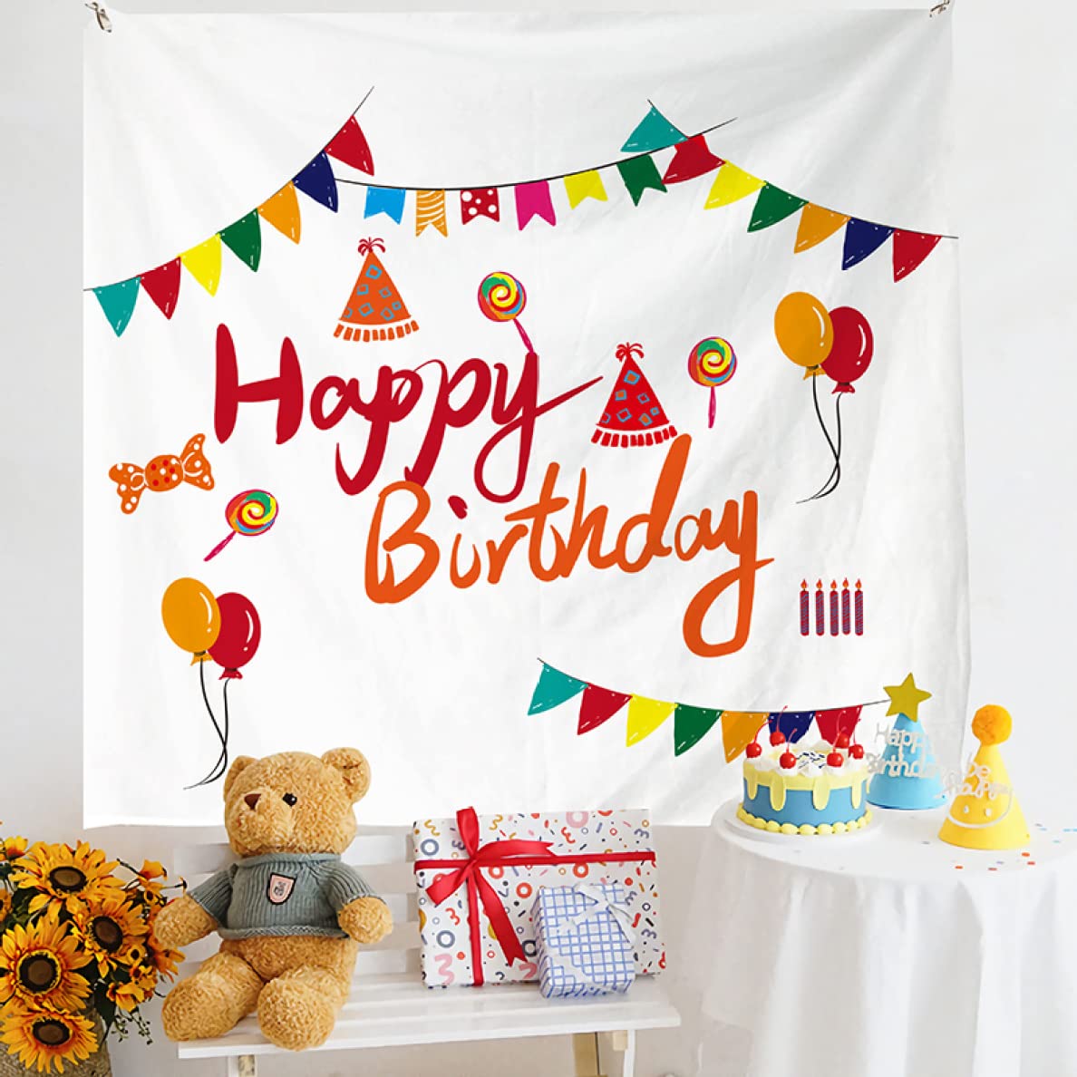 Amazon.co.jp: GEDWU バースデー タペストリー 横 横長 誕生日